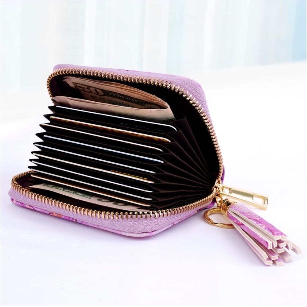Purple Marble Leather Compact Wallet - Picture 3 of 4